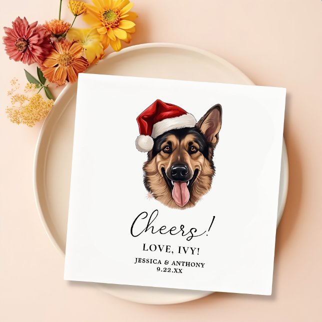 Christmas German Shepherd Dog Personalized Cheers Napkins (Creator Uploaded)