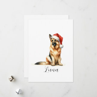 Christmas German Shepherd Dog Santa Hat Holiday Card