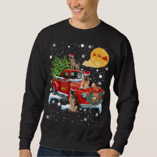 Christmas German Shepherd Dog With Vintage Red Tru Sweatshirt