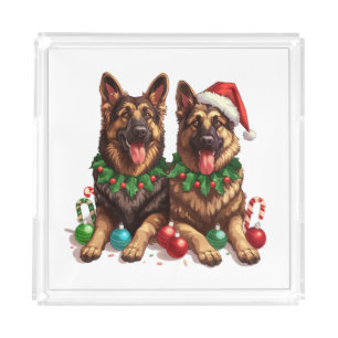 Christmas German Shepherd Dogs Acrylic Tray