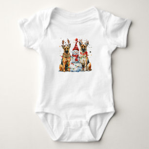 Christmas German Shepherd Dogs Baby Bodysuit