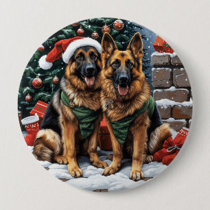 Christmas German Shepherd Dogs Button