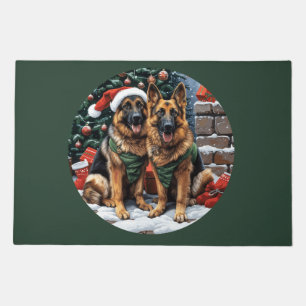 Christmas German Shepherd Dogs Doormat