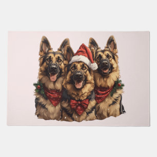 Christmas German Shepherd Dogs Doormat