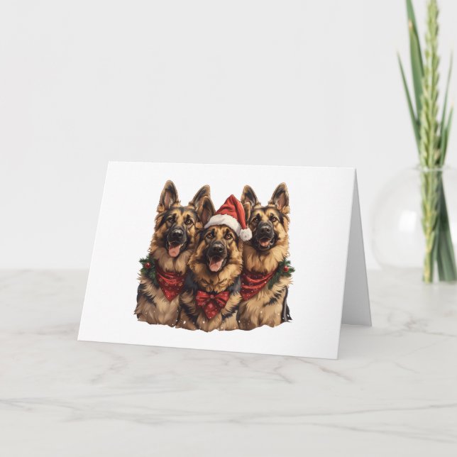 Christmas German Shepherd Dogs Holiday Card (Front)