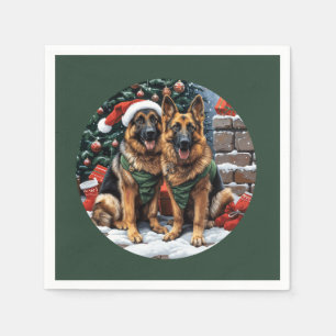 Christmas German Shepherd Dogs Napkins