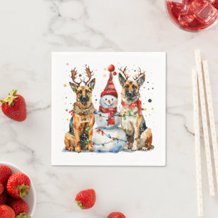 Christmas German Shepherd Dogs Napkins