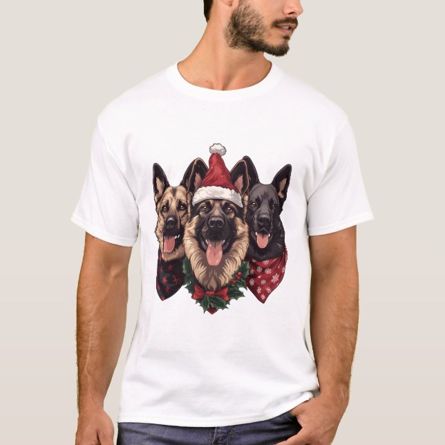 Christmas German Shepherd Dogs T-Shirt (Front)