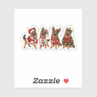 Christmas German Shepherd Holiday Friends Sticker