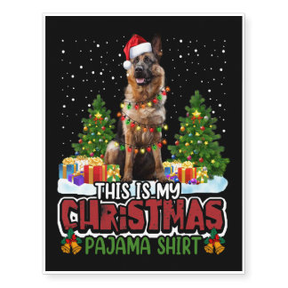 Christmas German Shepherd Pajama Lights Funny Gift Temporary Tattoos
