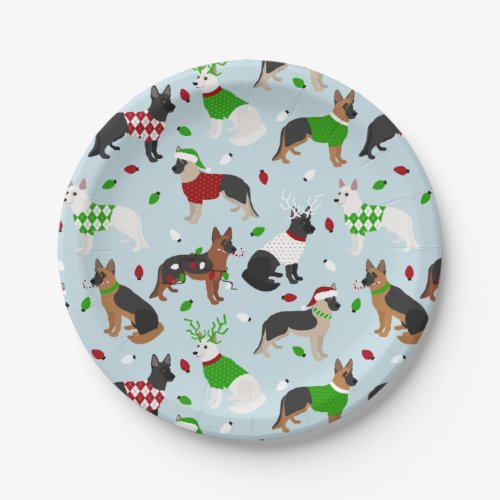 Christmas German Shepherd Paper Plate