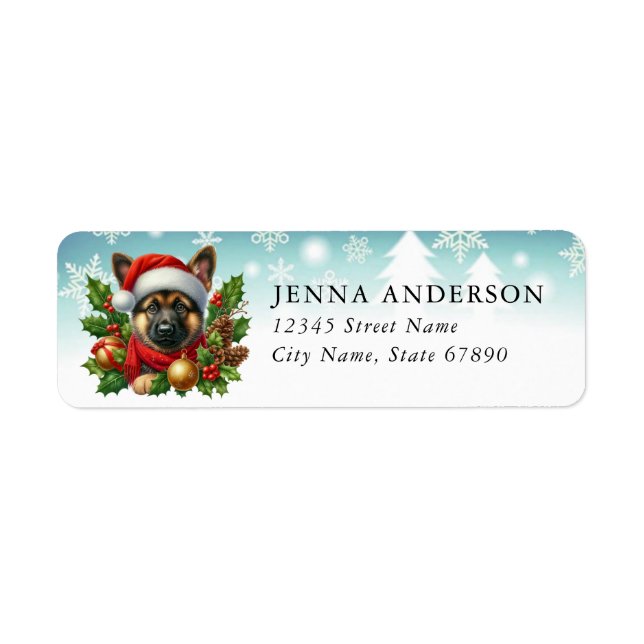 Christmas German Shepherd Return Address Labels (Front)