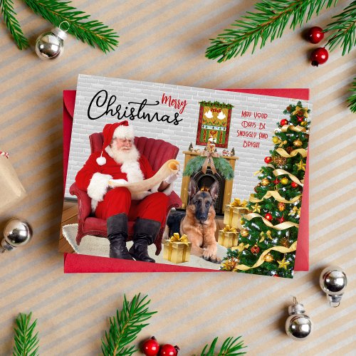 Christmas German Shepherd  Santa Greeting Card