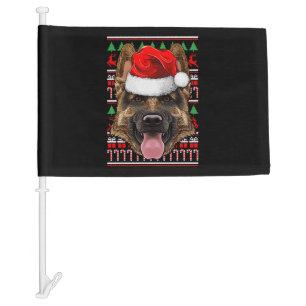 Christmas German Shepherd Santa Hat Cute Dog Ugly Car Flag