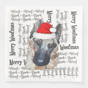 Christmas German Shepherd Santa Hat Paper Dinner Napkins