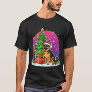 Christmas German Shepherd Santa Hat Xmas Men Women T-Shirt