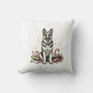Christmas German Shepherd Throw Pillow