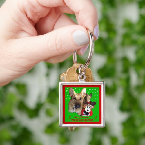 Christmas German Shepherd  Toy Reindeer Keychain