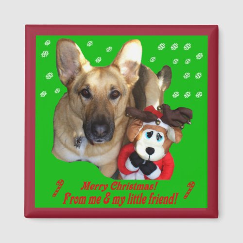 Christmas German Shepherd  Toy Reindeer Magnet