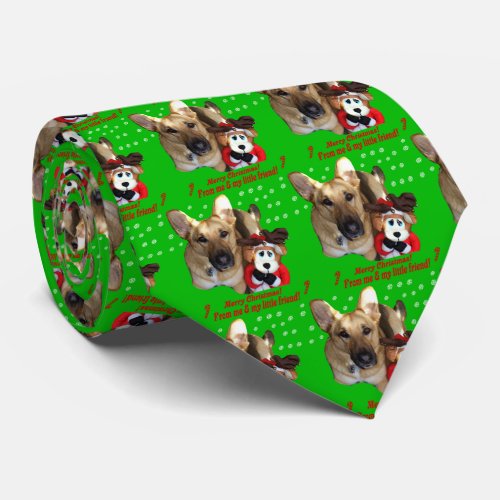 Christmas German Shepherd  Toy Reindeer Neck Tie