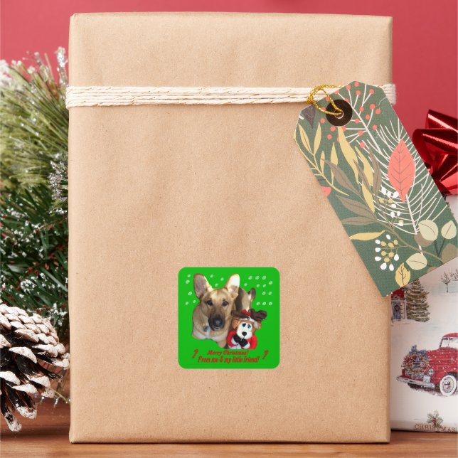 Christmas German Shepherd & Toy Reindeer Stickers (Holiday)