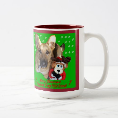 Christmas German Shepherd  Toy Reindeer Two_Tone Coffee Mug