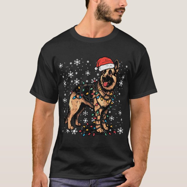 Christmas German Shepherd Xmas Police K9 Dog T-Shirt (Front)