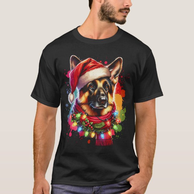 Christmas German Shepherd Xmas Shepherd Mom Dog T-Shirt (Front)