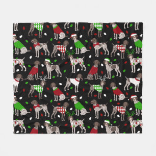 Christmas German Shorthaired Pointer Fleece Blanke