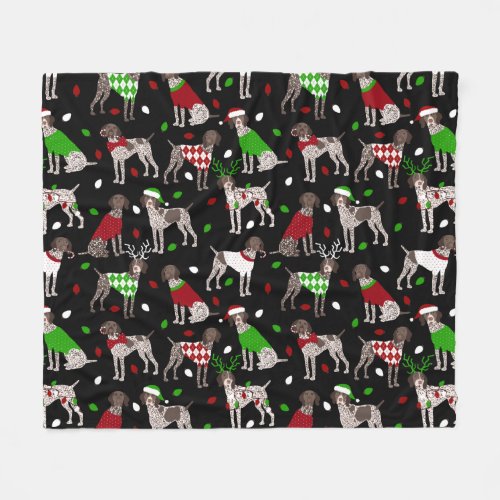 Christmas German Shorthaired Pointer Fleece Blanke