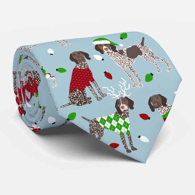 Christmas German Shorthaired Pointer Neck Tie (Rolled)