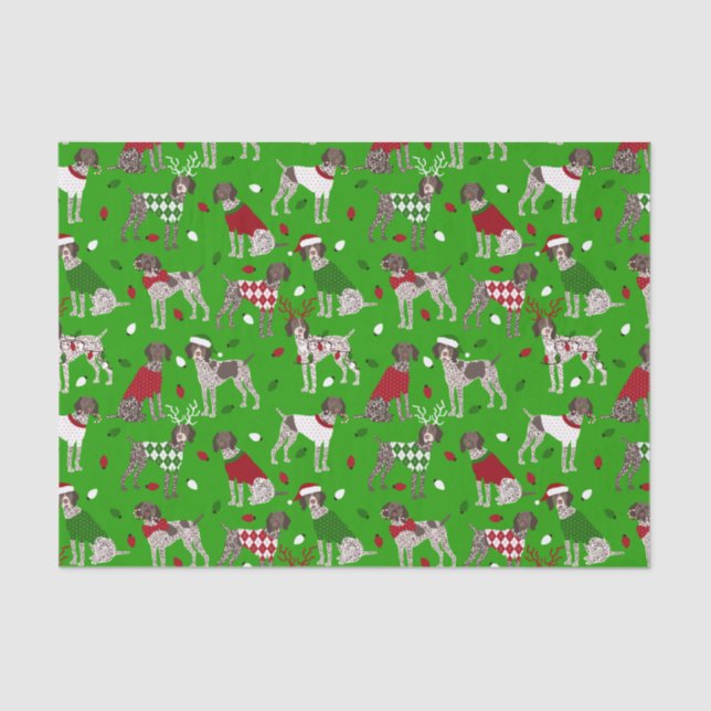Christmas German Shorthaired Pointer Tissue Paper (Front)