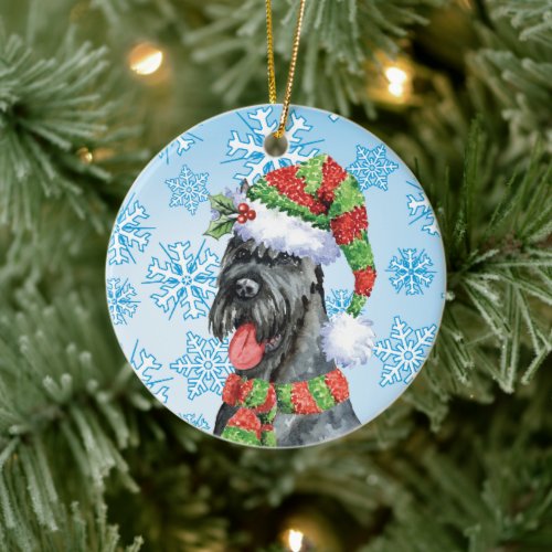 Christmas Giant Schnauzer Ceramic Ornament