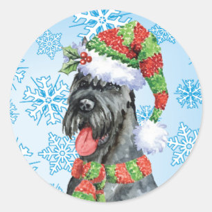 Christmas Giant Schnauzer Classic Round Sticker
