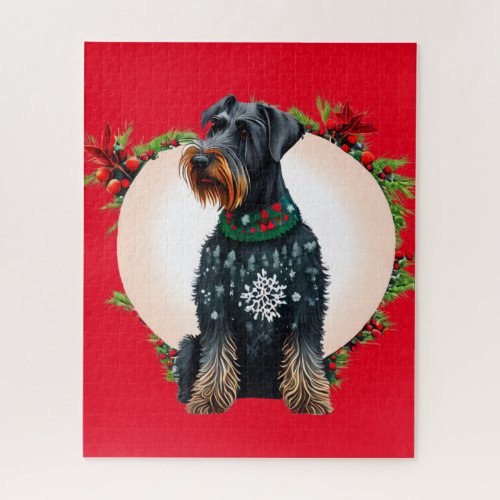Christmas Giant Schnauzer in Ugly Sweater Puzzle