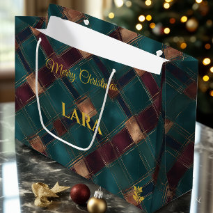 Christmas Gift Bag Brushed Plaid Tartan Design