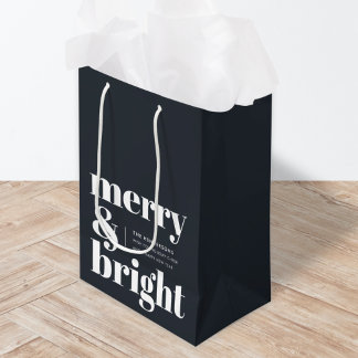 Christmas Gift Bag | Holiday Merry & Bright Black