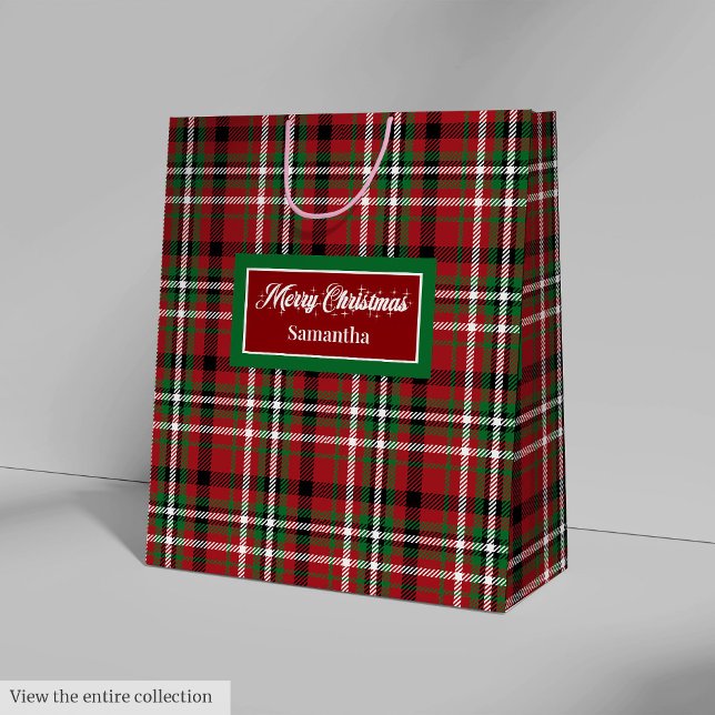 Christmas Gift Bag Ideas Red Green Holiday Plaid  (Christmas Gift Bag Ideas Red Green Holiday Plaid )