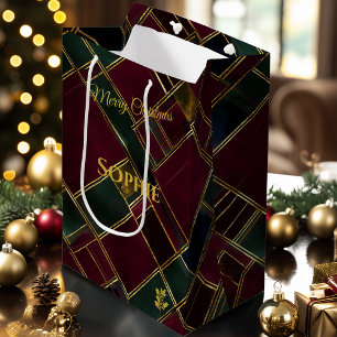 Christmas Gift Bag Luxury Geometric Gold Pattern