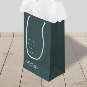Christmas Gift Bag   Stylish Scandi Forest Green