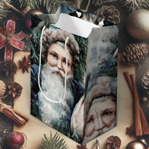 Christmas Gift Bag With Vintage Santa Claus