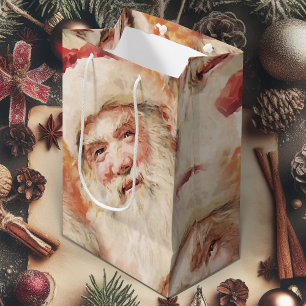 Christmas Gift Bag With Vintage Santa Claus