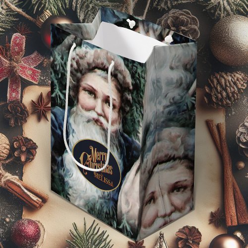 Christmas Gift Bag With Vintage Santa Claus