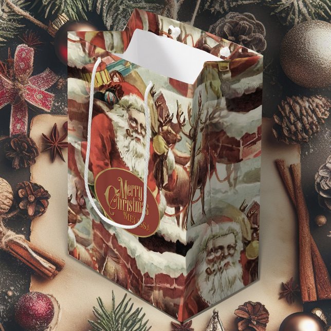 Christmas Gift Bag With Vintage Santa Claus (vintage Santa Claus Christmas gift bag)