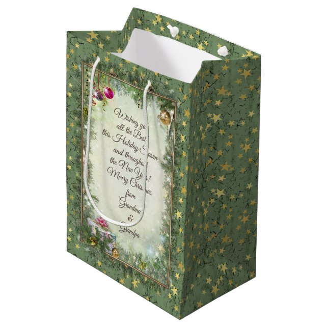 Christmas Gift Bag with Your Text (Front Angled)
