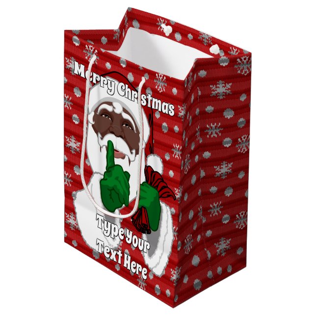 Christmas Gift Bags African American Santa Bags (Front Angled)