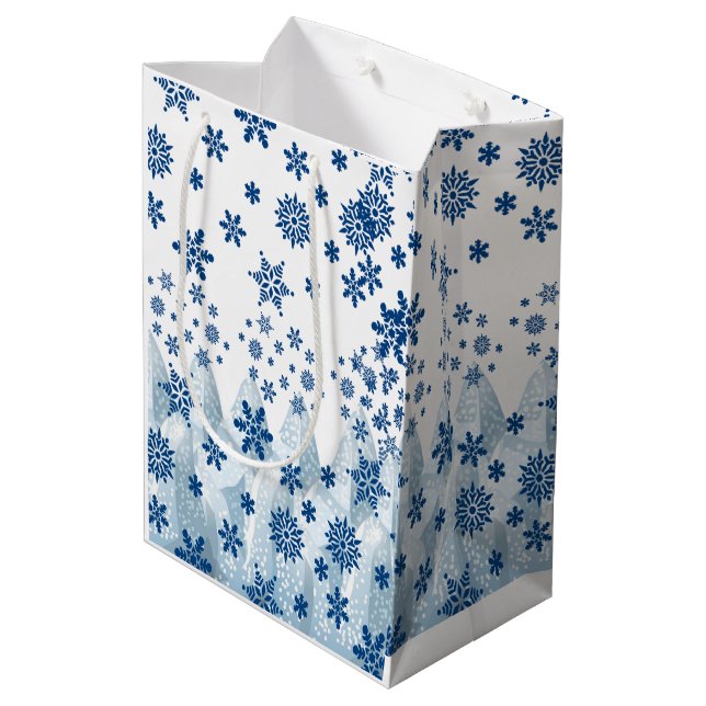 Christmas Gift Bags Snowflakes (Back Angled)
