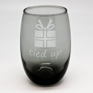 Christmas Gift Black Stemless Wine Glass