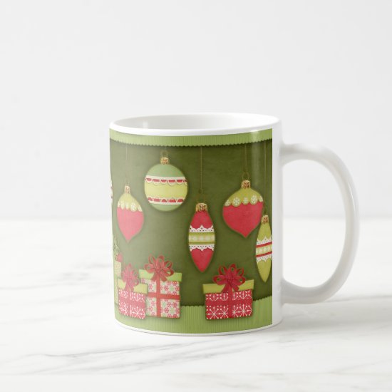 Christmas Gift Box and Ornament Illustration Coffee Mug