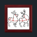 Christmas Gift Box Custom Reindeer Art Jewelry Box<br><div class="desc">Christmas Box Personalized Reindeer Gift Box Santa 's Reindeer Keepsake Box Your Name Here Christmas Gifts Party Favors Cute Santa Art Gift Box for Friend Family Men Women Kids Christmas Gift Boxes Click "Customize" to Add Custom Text St Nick Christmas Keepsake Box Home & Office Customizable Festive Christmas Reindeer Art...</div>